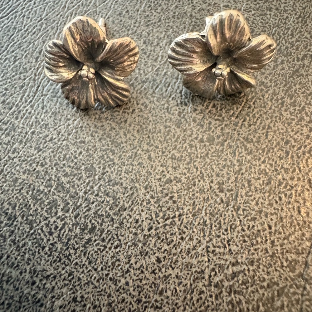 Signed Kabana Sterling Silver 925 Flower Earrings